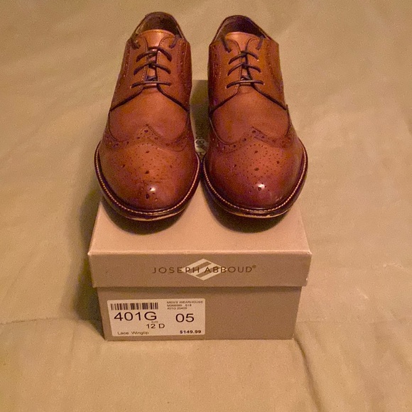 Joseph Abboud Lace Wingtip used color brown size 12 with new box - Picture 2 of 8